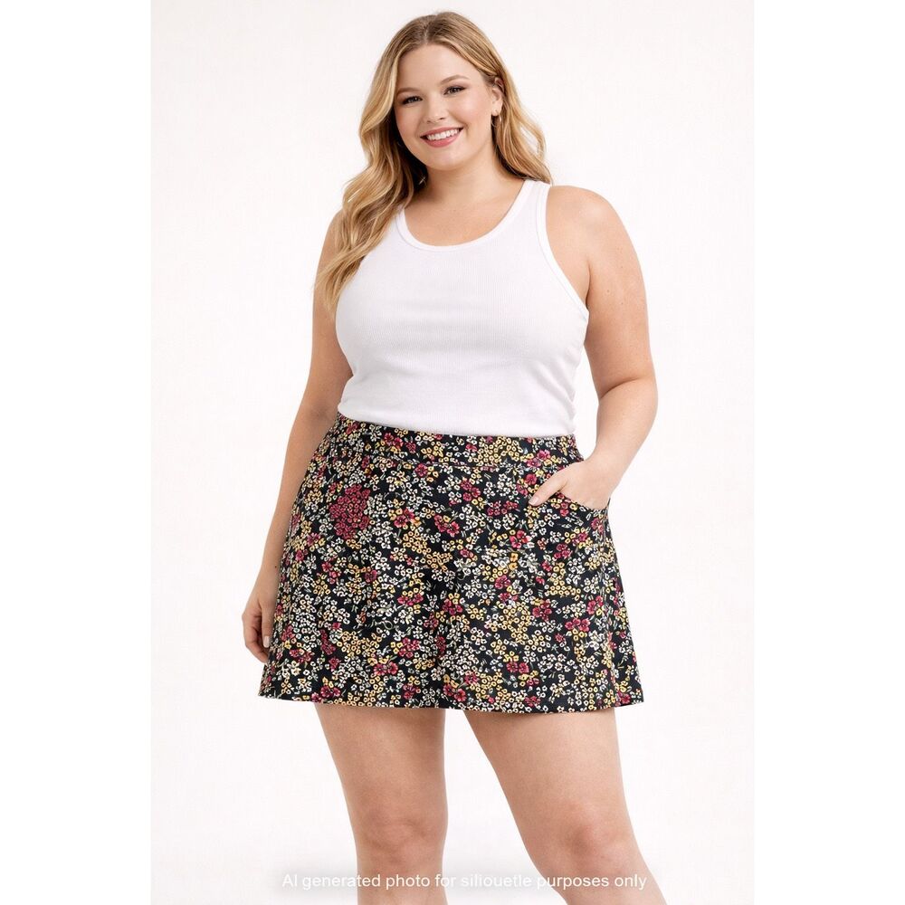Rafaella Floral Skort XL Boho Cottagecore Chic Mini Garden Party Style Casual